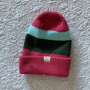 Barts Womens ' Pink and Green Striped Beanie